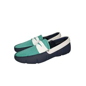 Swims Men's 7 Penny Loafers Blue/Green Water Shoes Slip On Rubber Mesh Casual